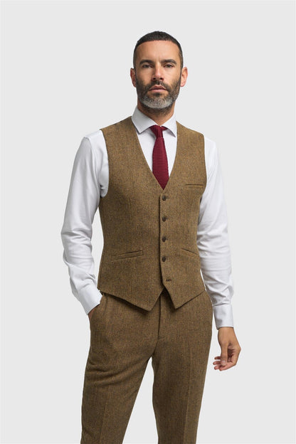 Cavani Thomas Brown Tweed Waistcoat