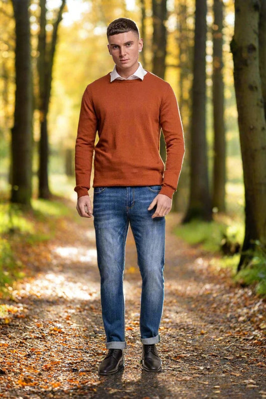 MERINO RUST CREW NECK KNIT