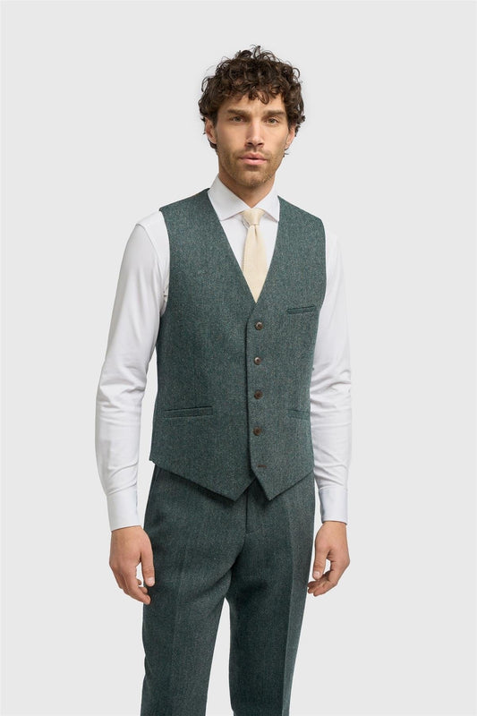 Cavani Thomas Lush Olive Tweed Waistcoat