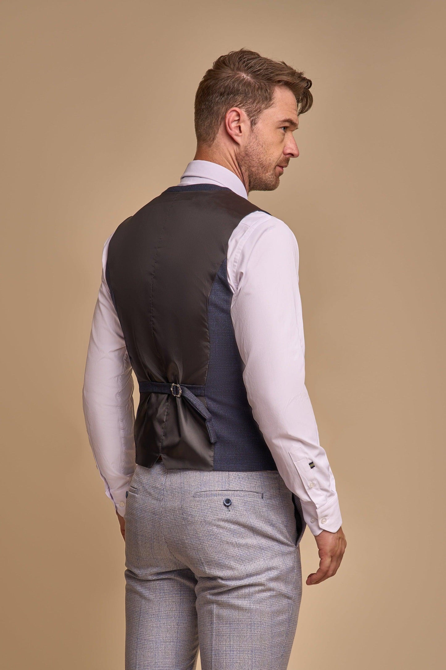 CARIDI SKY SUIT WITH CARIDI NAVY WAISTCOAT