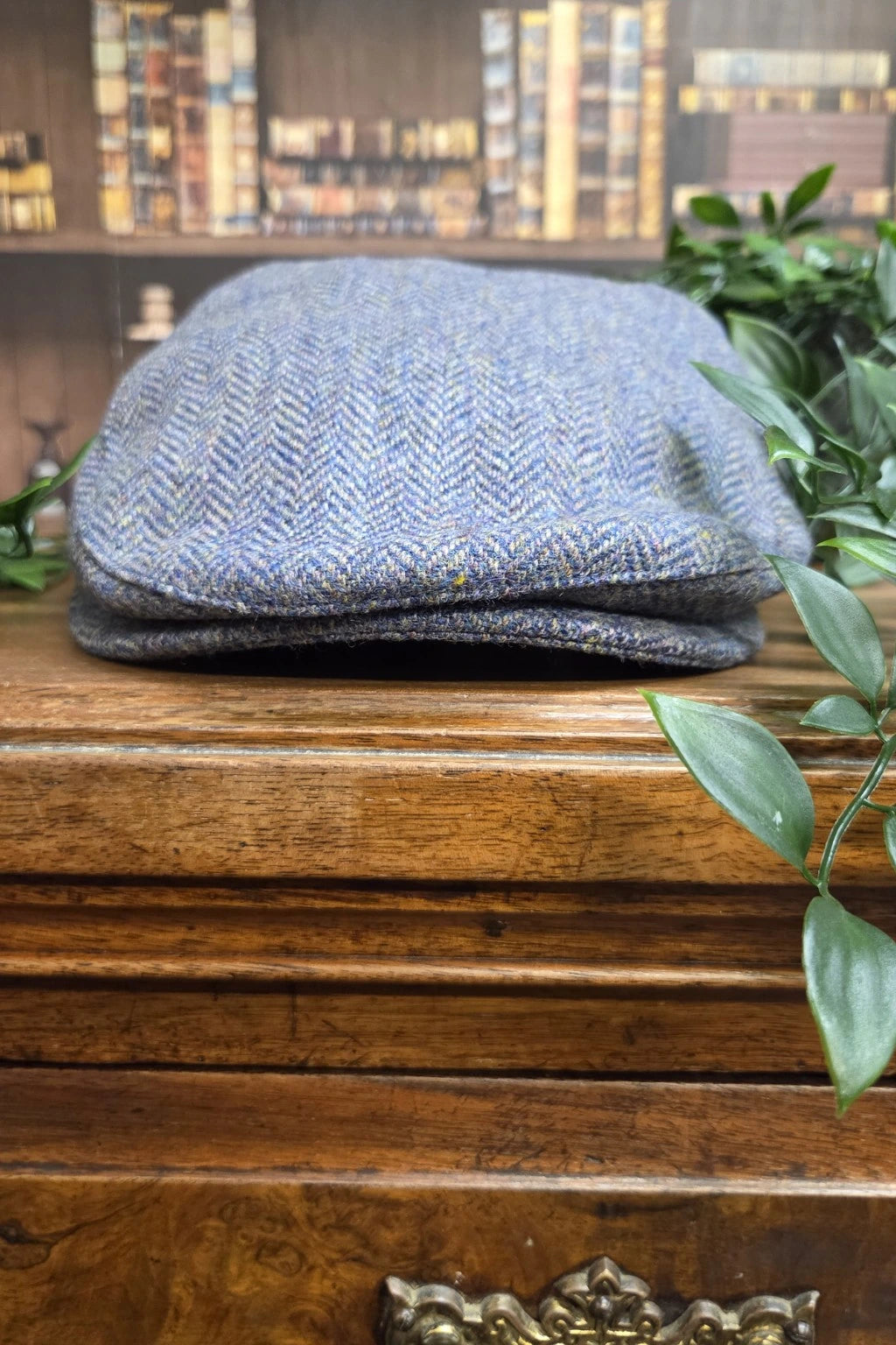 Front view of the Cavani Thomas Savoy Grey Herringbone Tweed Flat Cap
