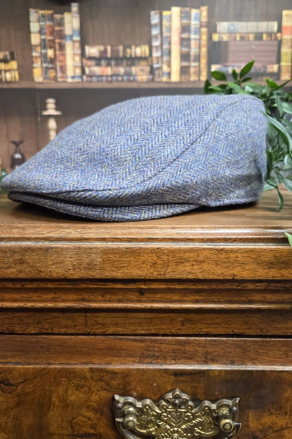 Side view of the Cavani Thomas Savoy Grey Herringbone Tweed Flat Cap