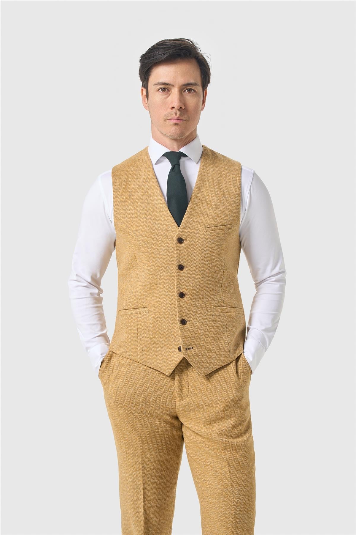 Cavani Thomas Amber Tweed Three Piece Suit