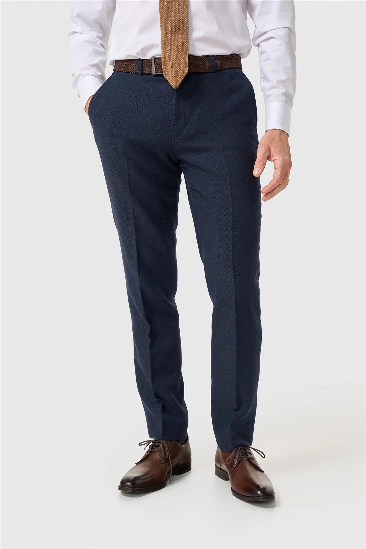 Cavani Thomas Navy Tweed Three Piece Suit