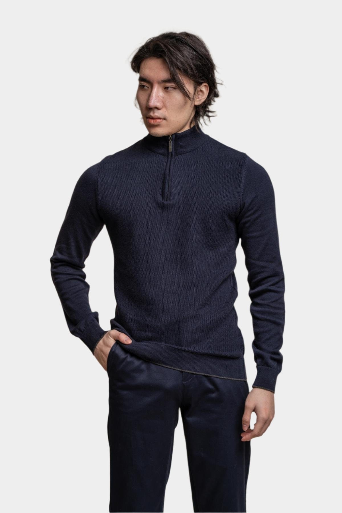 KYLE NAVY HALF ZIP KNIT