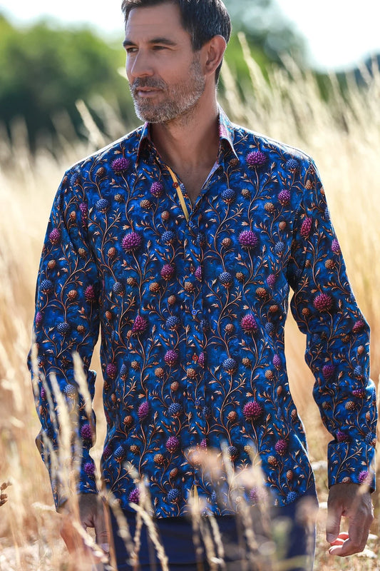 Claudio Lugli Highland Thistles Print Men's Shirt