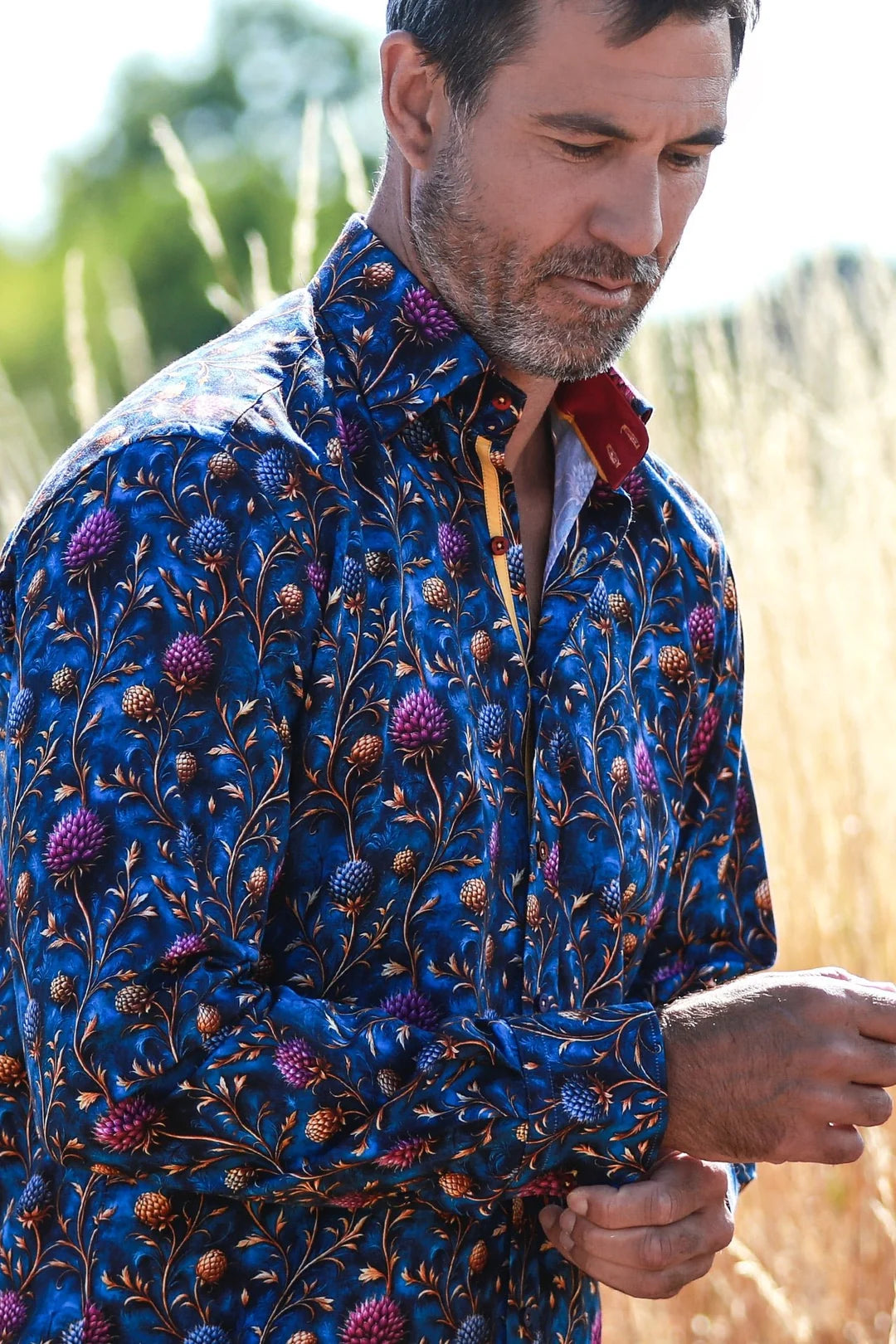 Claudio Lugli Highland Thistles Print Men's Shirt