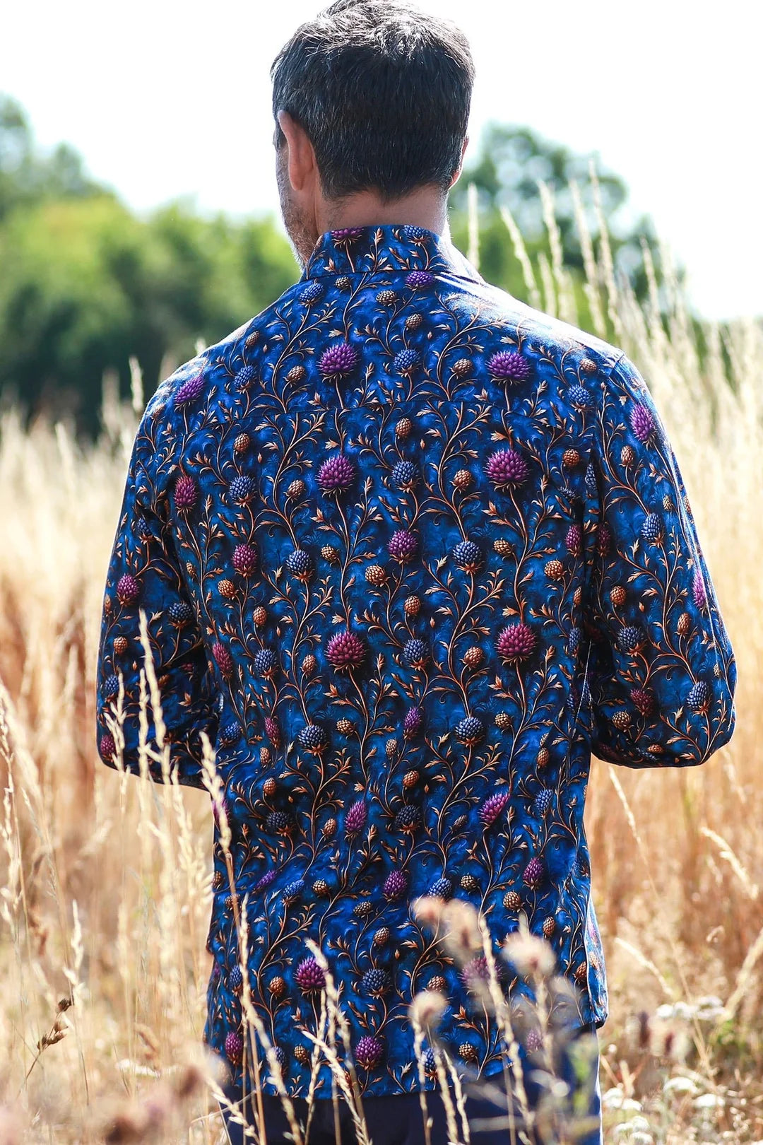 Claudio Lugli Highland Thistles Print Men's Shirt