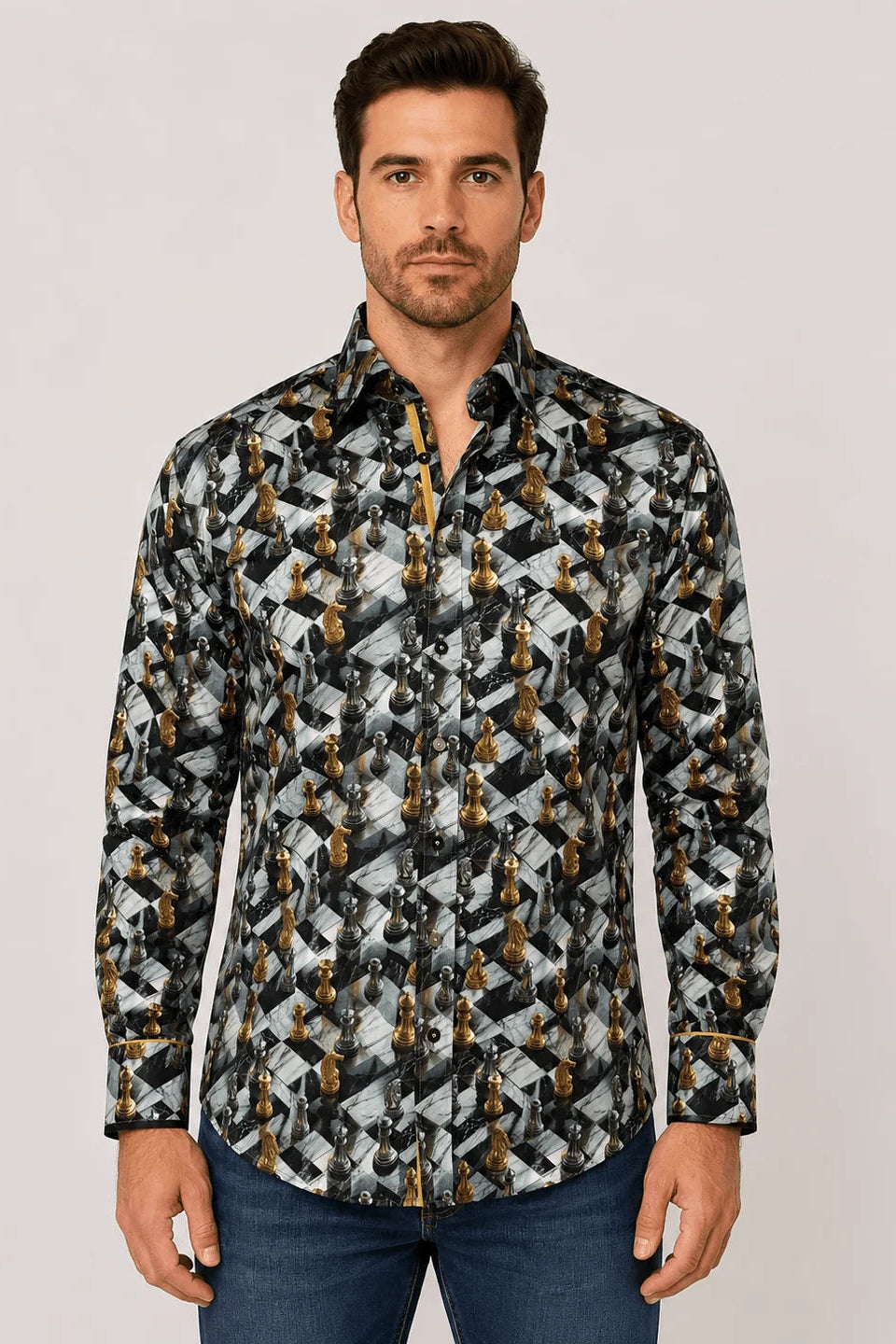Claudio Lugli Chess Board Print Men's Shirt