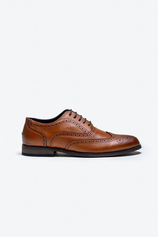 Cavani Clark Tan Leather Brogue Shoes