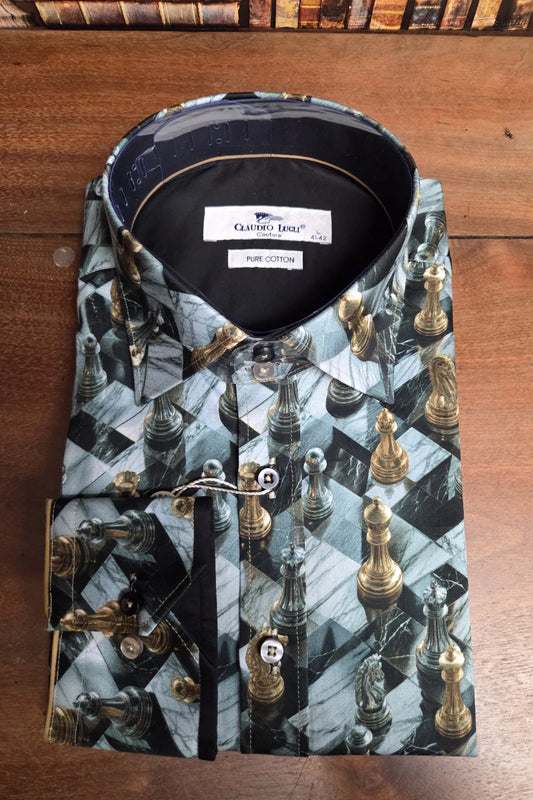 Claudio Lugli Chess Board Print Men's Shirt