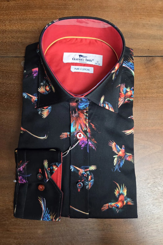 Claudio Lugli Watercolour Pheasant Print Men's Shirt