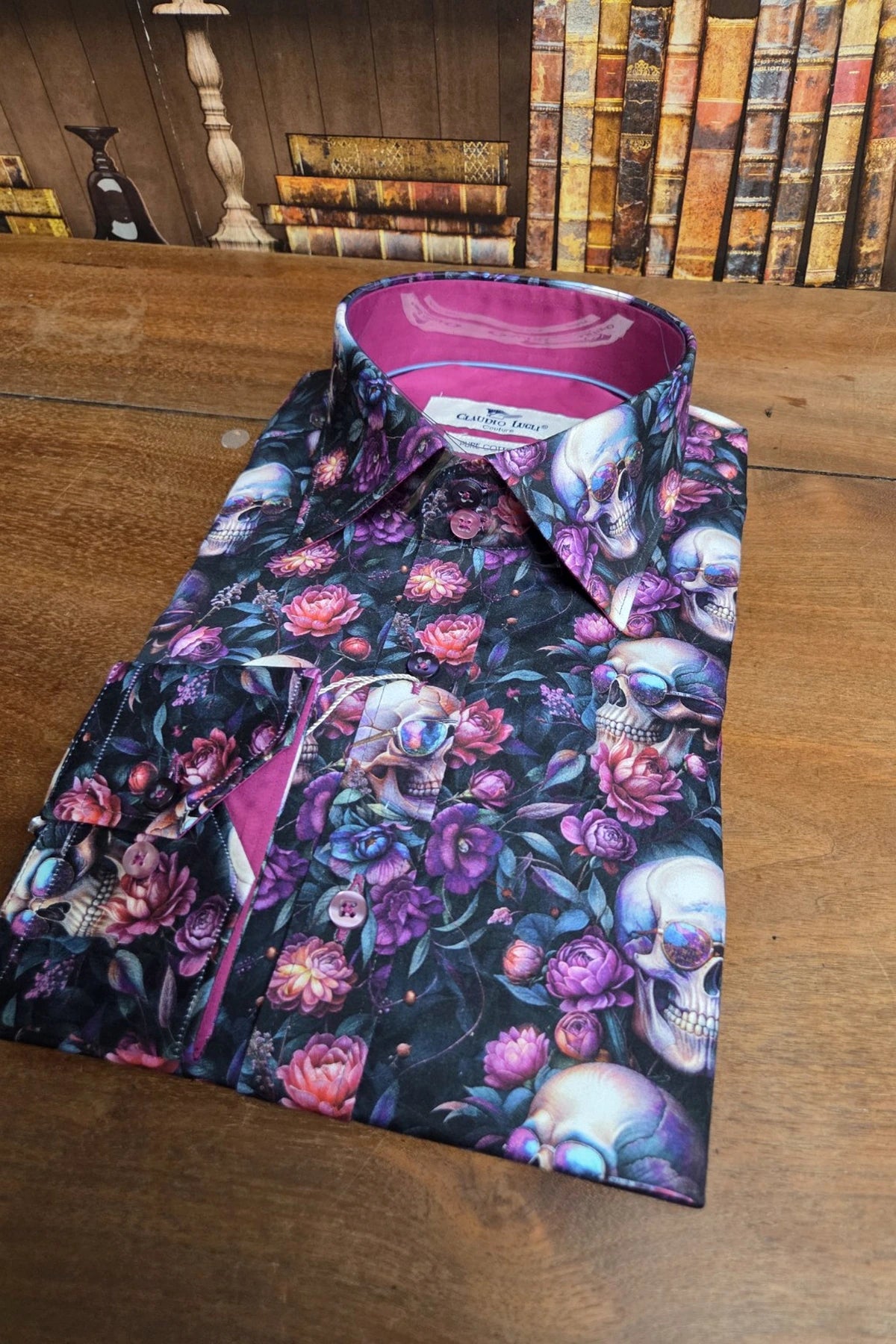 Claudio Lugli Skulls & Flowers Print Men's Shirt