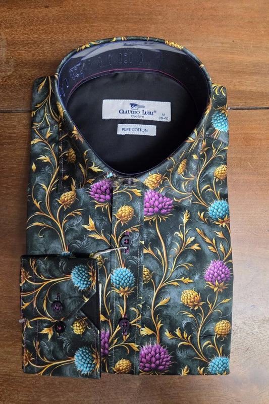 Claudio Lugli Highland Thistles Print Men's Shirt