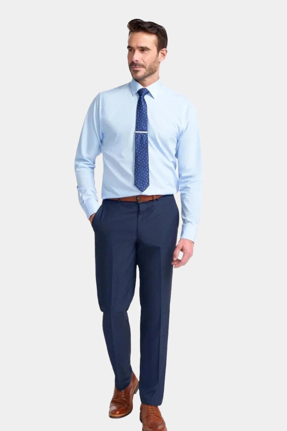 SEEBA NAVY SLIM FIT TROUSERS