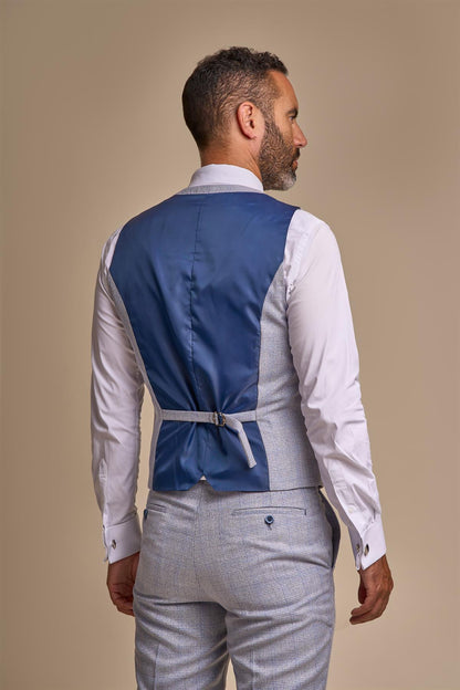 CARIDI SKY BLUE CHECK WAISTCOAT