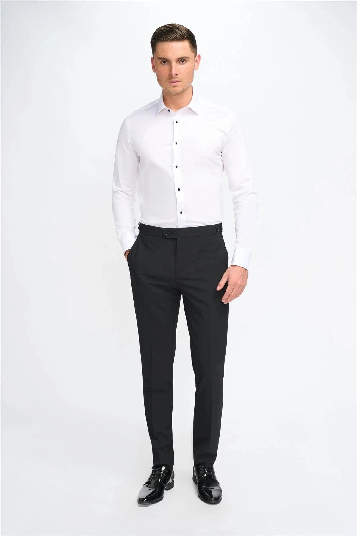 Cavani Havana white shirt for men, slim fit, perfect for weddings and formal events.