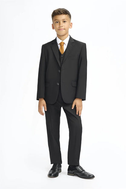 BOYS MALIBU BLACK 3-PIECE SUIT