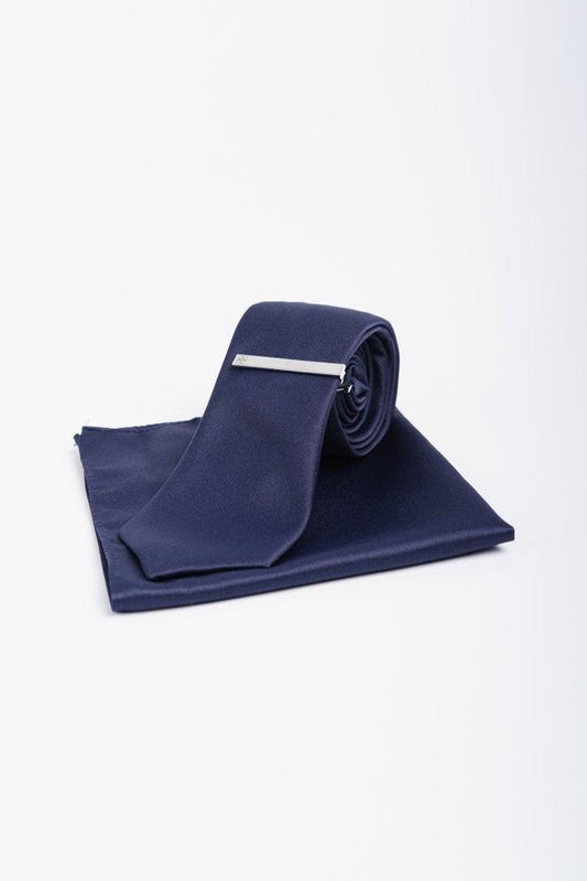 CAVANI NAVY PLAIN TIE SET