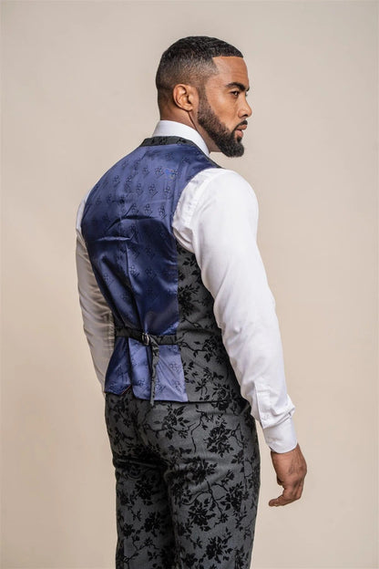 GEORGI BLACK FLORAL WAISTCOAT