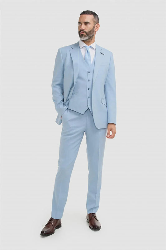 Cavani Malibu Sky Melange Three Piece Suit