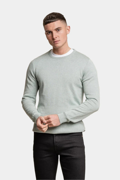 MERINO ALMOND GREEN CREW NECK KNIT