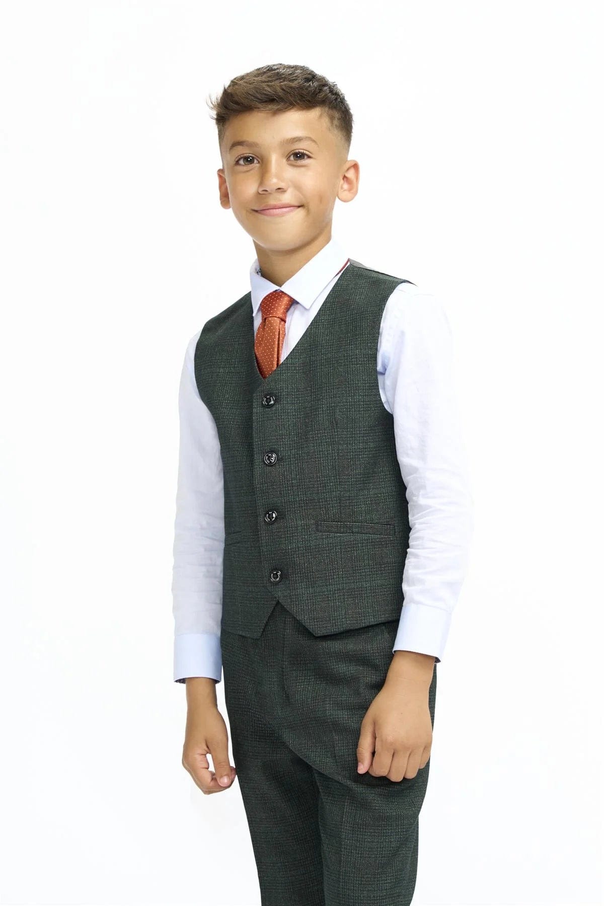 CARIDI BOYS OLIVE 3 PIECE SUIT