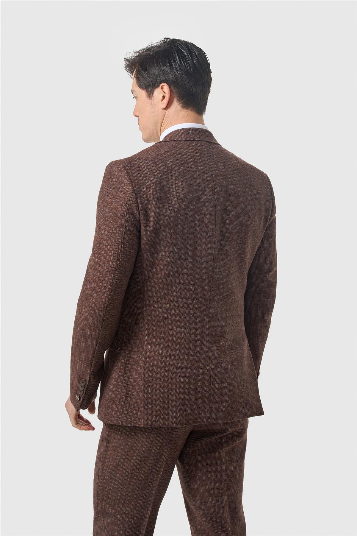 Cavani Thomas Dark Mahogany Tweed Three Piece Suit