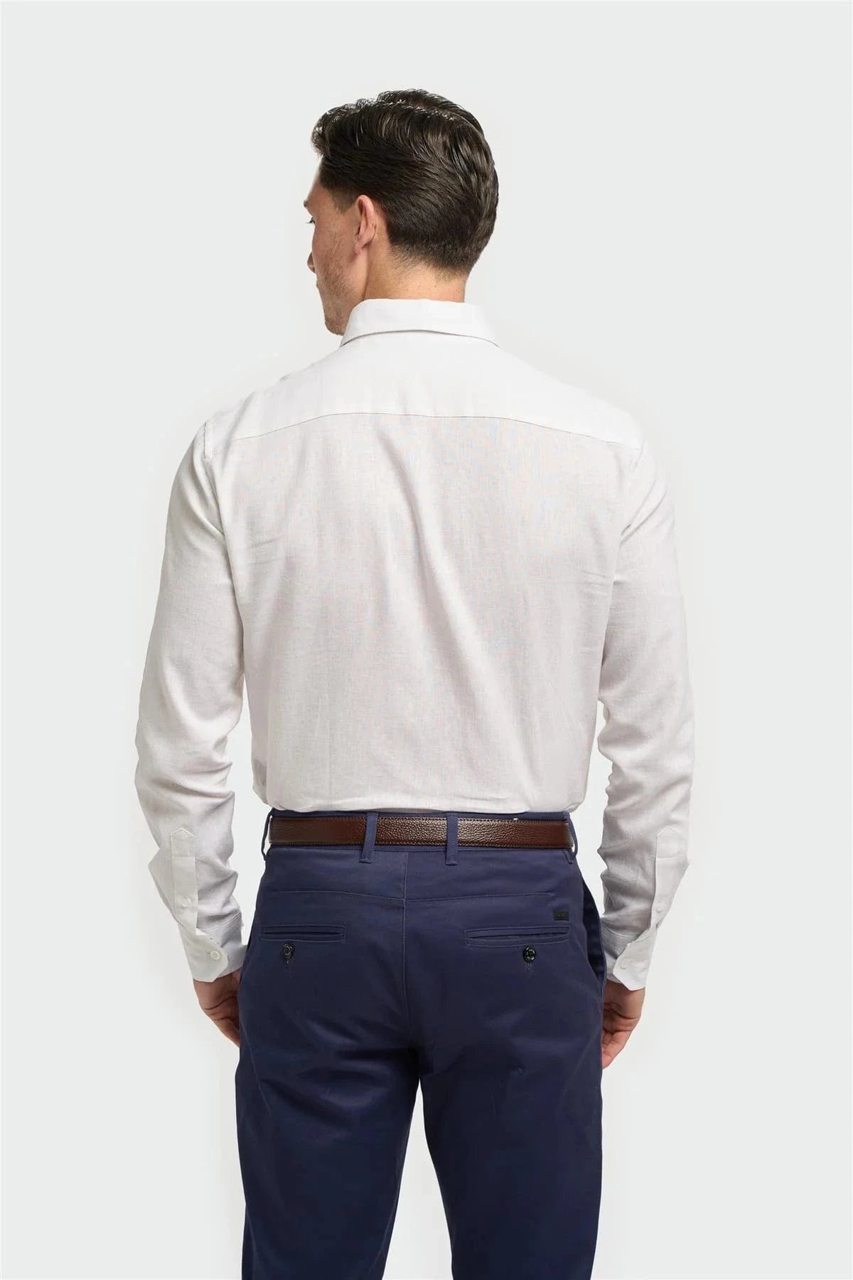 Cavani Matera white shirt for men, slim fit, perfect for weddings and formal events.