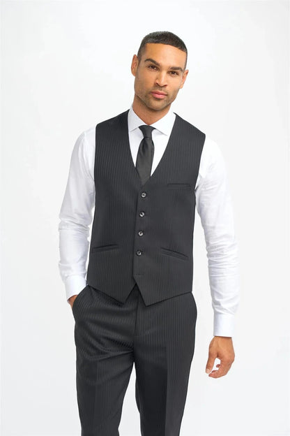 Cavani Roberto Black 3-Piece Suit