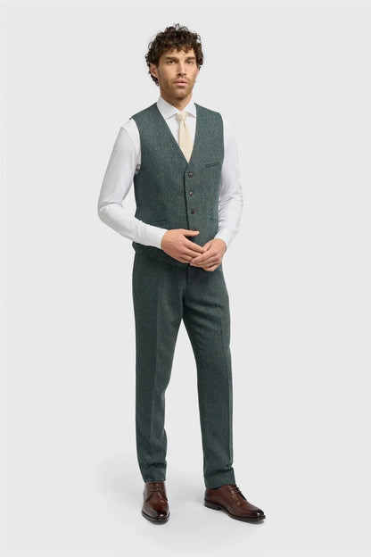 Cavani Thomas Lush Olive Tweed Waistcoat
