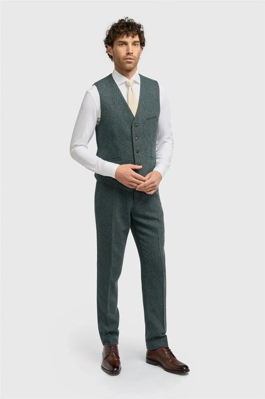 Cavani Thomas Lush Olive Tweed Waistcoat