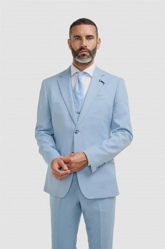 Cavani Malibu Sky Melange Three Piece Suit