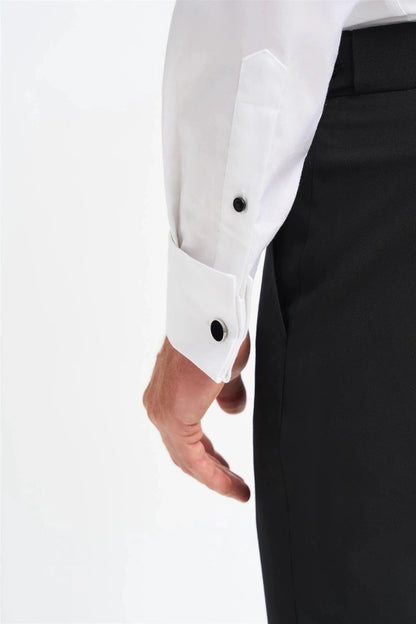 Cavani Havana white shirt for men, slim fit, perfect for weddings and formal events.