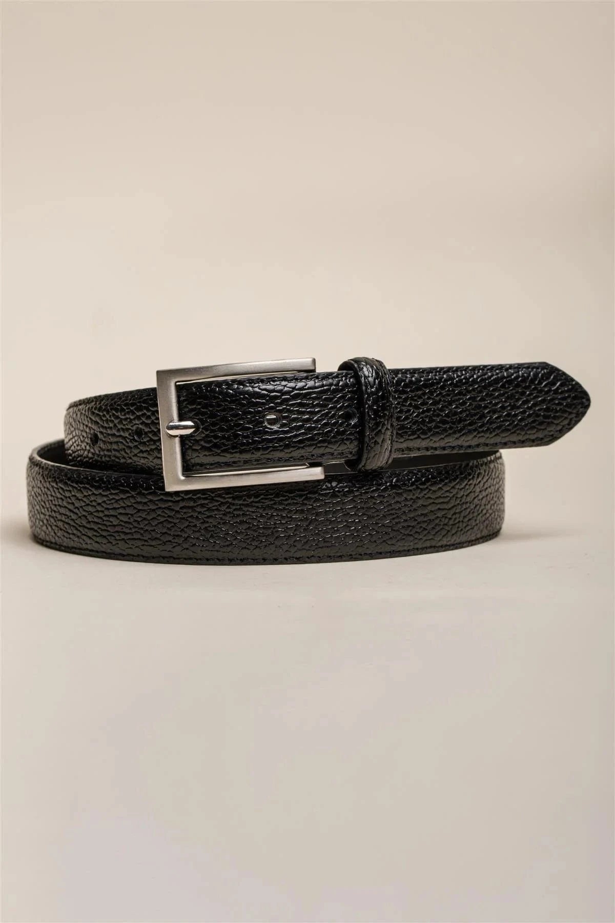 CAVANI BLACK LEATHER GRAIN BELT