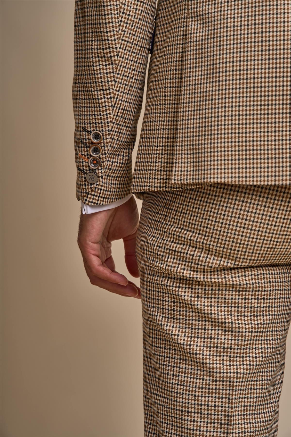 CAVANI ELWOOD TAN HOUNDSTOOTH BLAZER