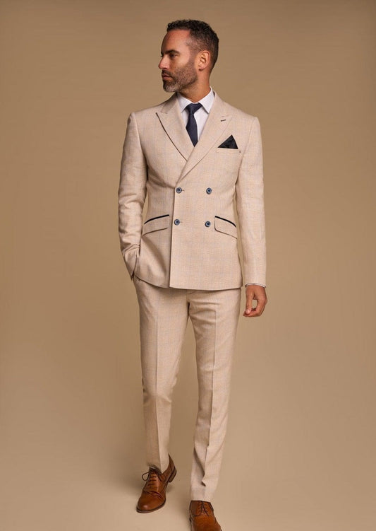 CARIDI BEIGE DOUBLE BREASTED 2-PIECE SUIT