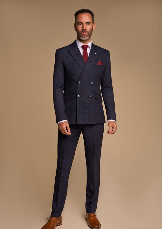 CARIDI NAVY DOUBLE BREASTED 2-PIECE SUIT