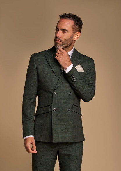 CARIDI OLIVE DOUBLE BREASTED 2-PIECE SUIT