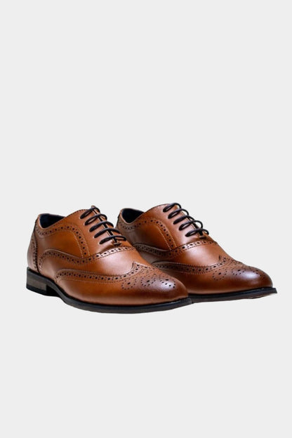 CLARK TAN LEATHER BROGUE SHOES