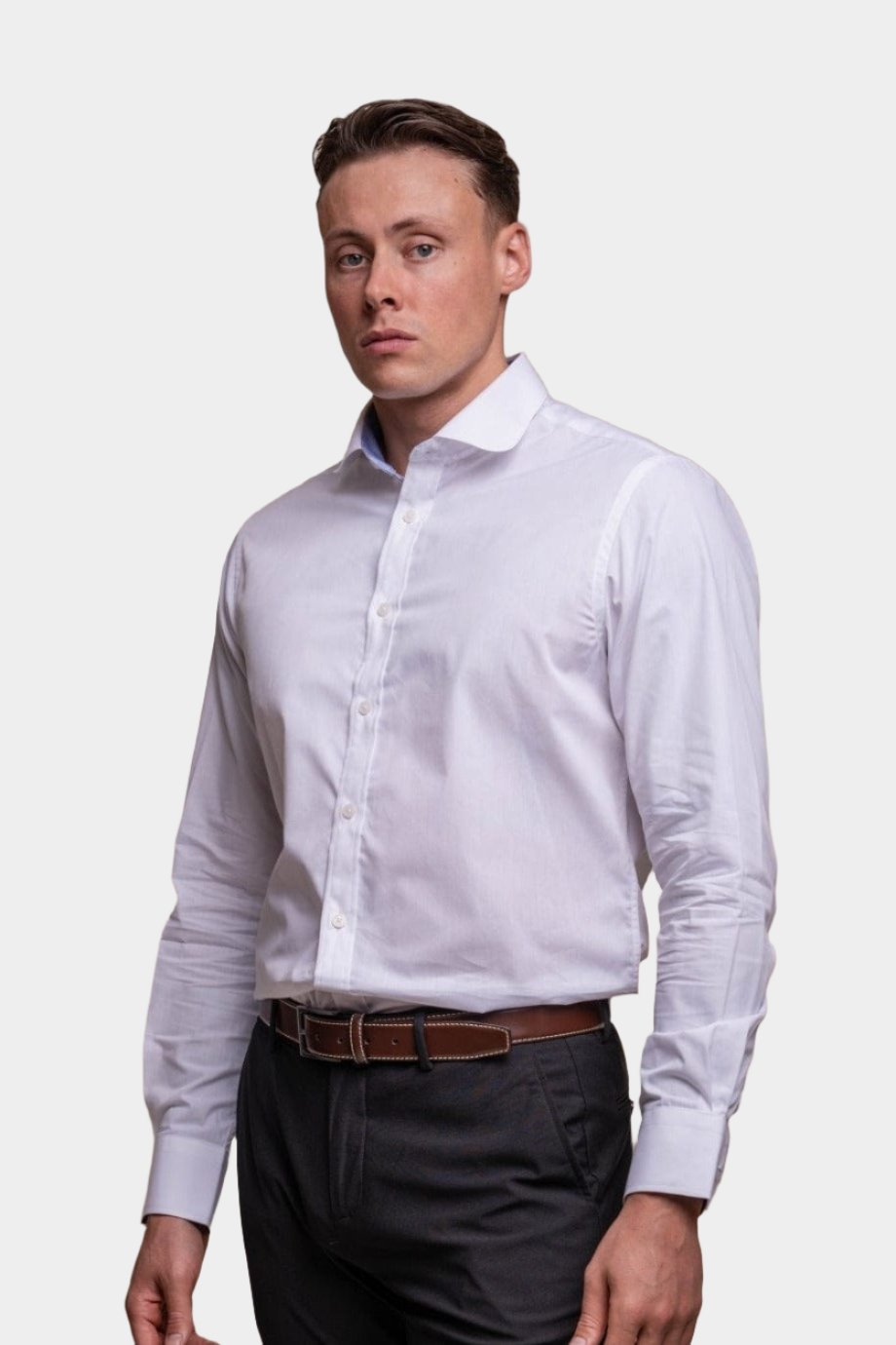 Cavani Round Collar White Slim Fit Shirt | Menz Suits