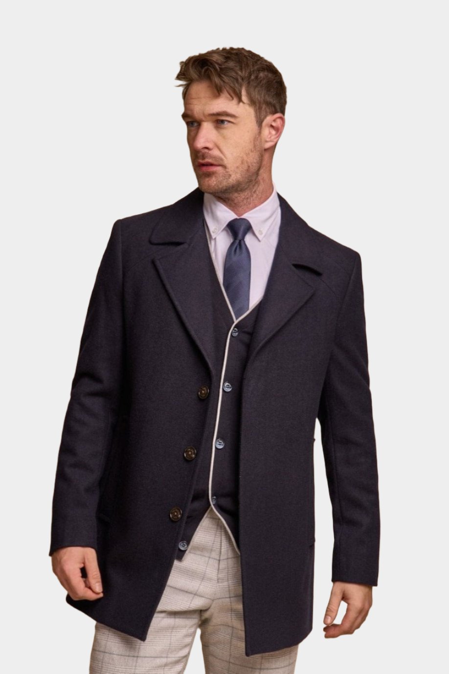 Navy crombie outlet coat