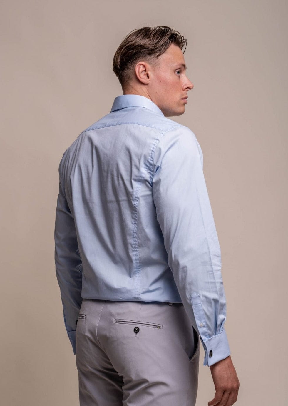 ROSSI BLUE DOUBLE CUFF SHIRT