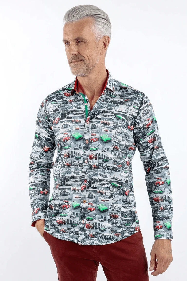Claudio Lugli Italian Race Cars Print Men's Shirt
