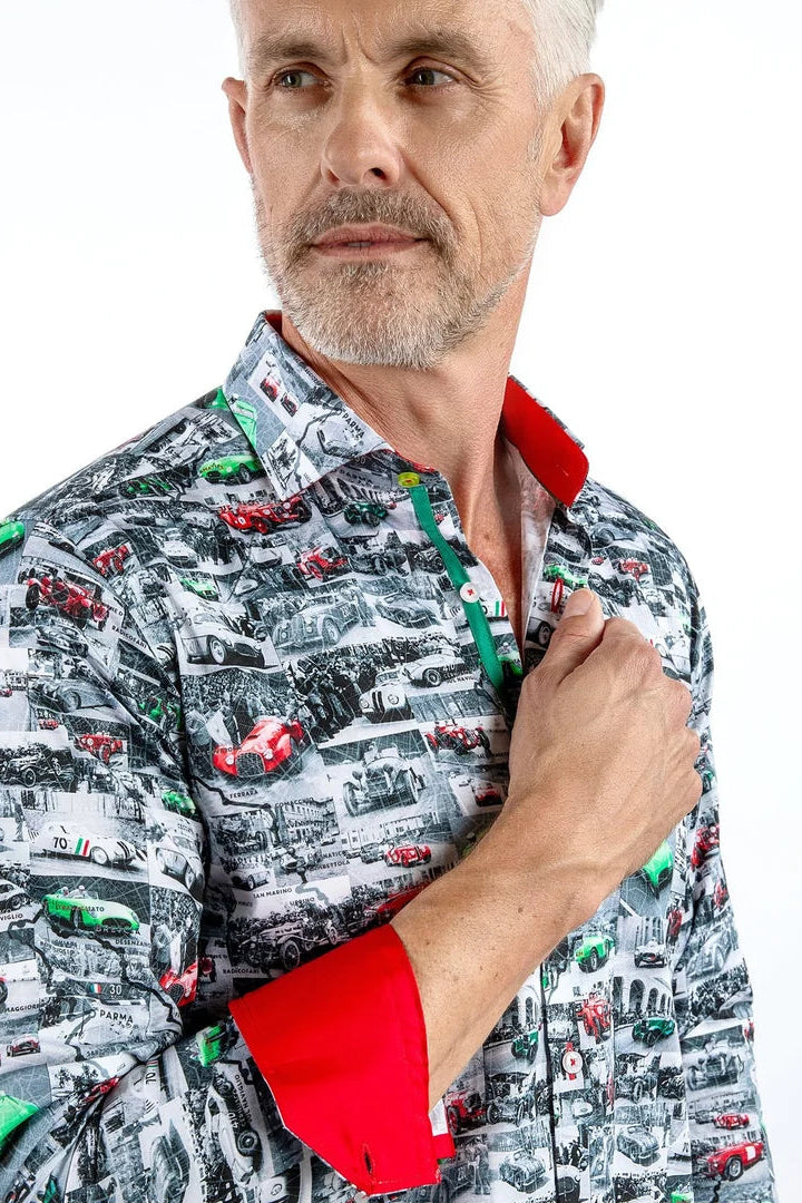 Claudio Lugli Italian Race Cars Print Men's Shirt