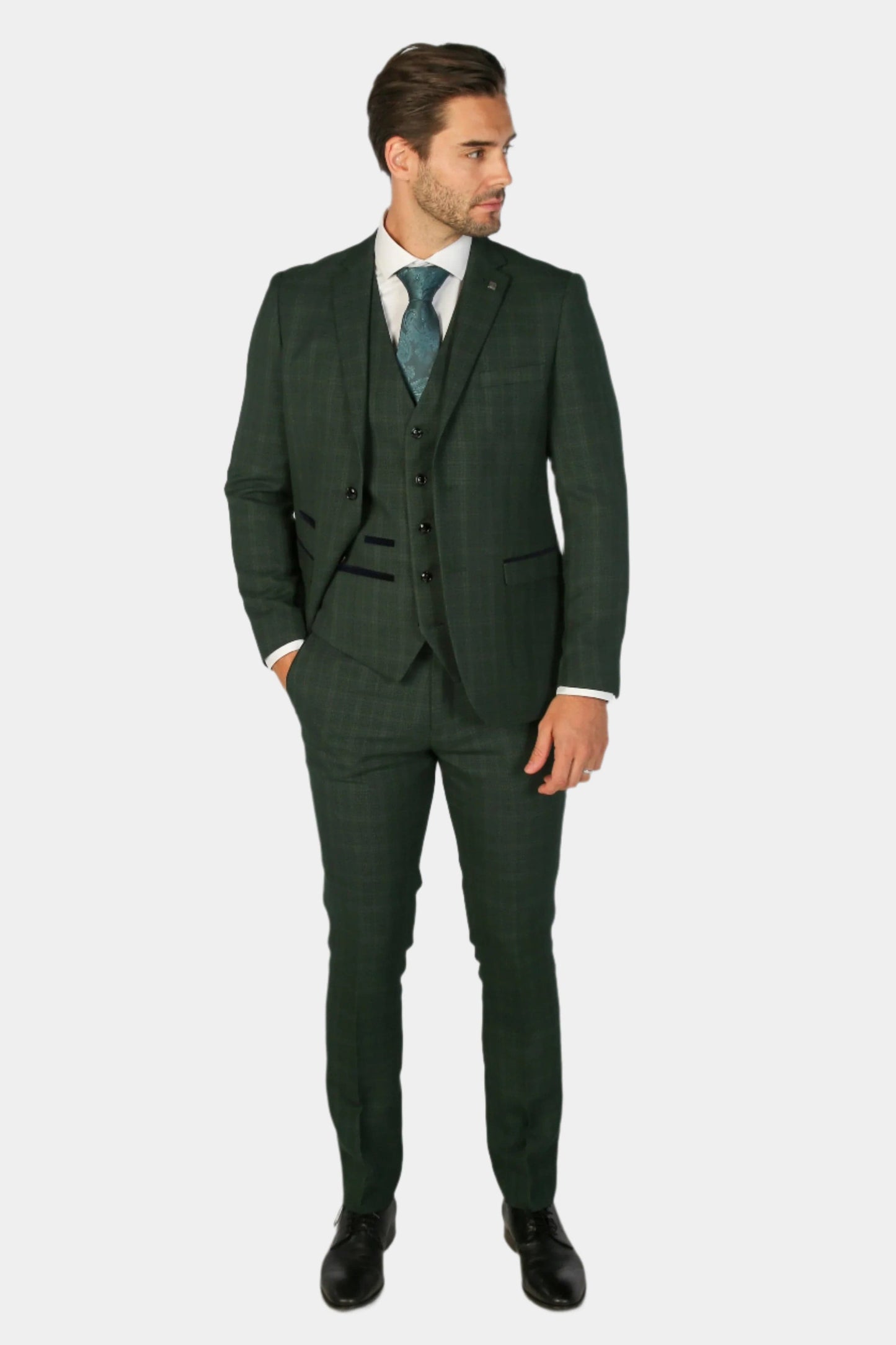 paul andrew leo green check 3-piece suit