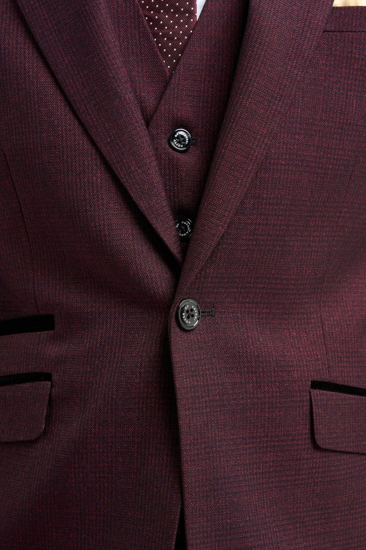 CARIDI WINE CHECK 3-PIECE SUIT