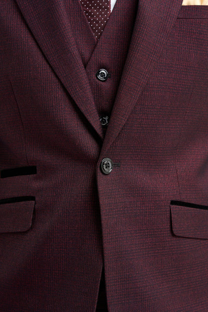 CARIDI WINE CHECK 3-PIECE SUIT