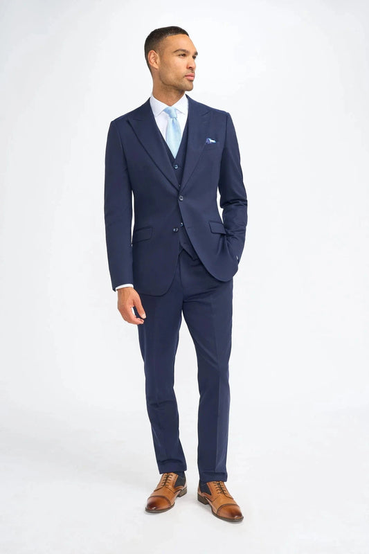 Cavani James Navy Super 130s Wool 3-Piece Suit