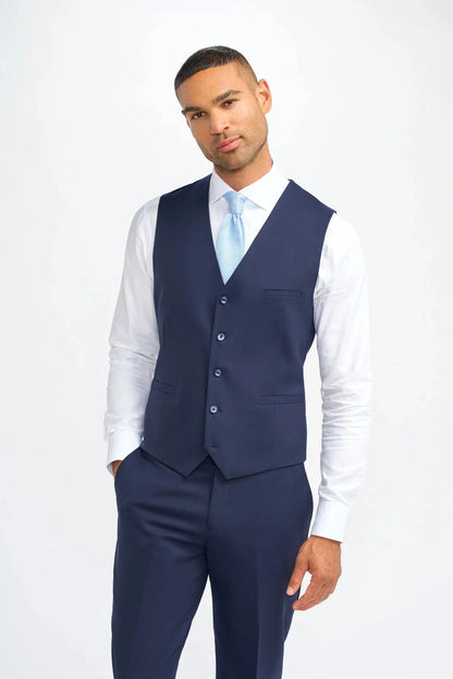 Cavani James Navy Super 130s Wool 3-Piece Suit